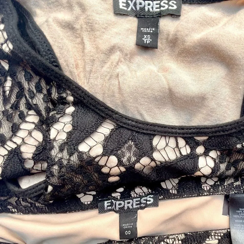 Express Eyelash Lace Overlay Skirt & Tank Set
